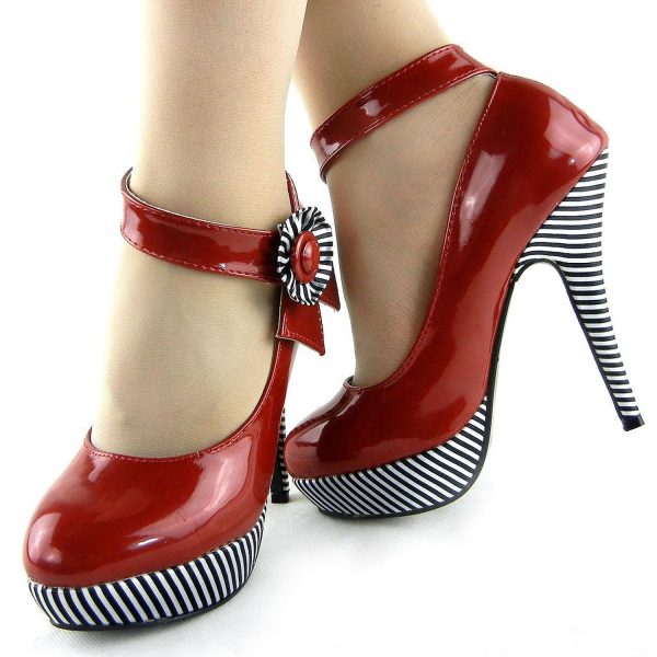 alt="platform red pump heel shoes