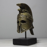alt="Helmet Greek Sparta Hero Statue with Bronze Finish"