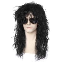 Unisex Black long curly hair wig