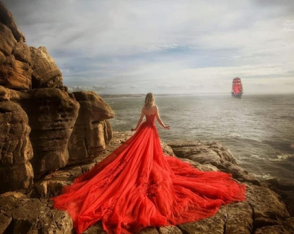Red wedding ball gown